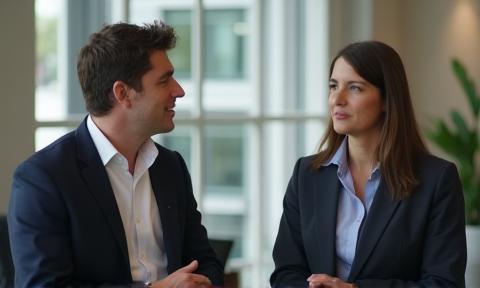 Thumbnail of an executive interview video still featuring two people talking
