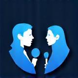 Illustration of two people in conversation representing interview production