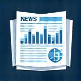 Illustration of a newspaper and charts representing news content creation